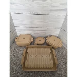 Littonware 8-Piece Microwave/Oven Cookware 3 Pans with Lids and Roasting Pan